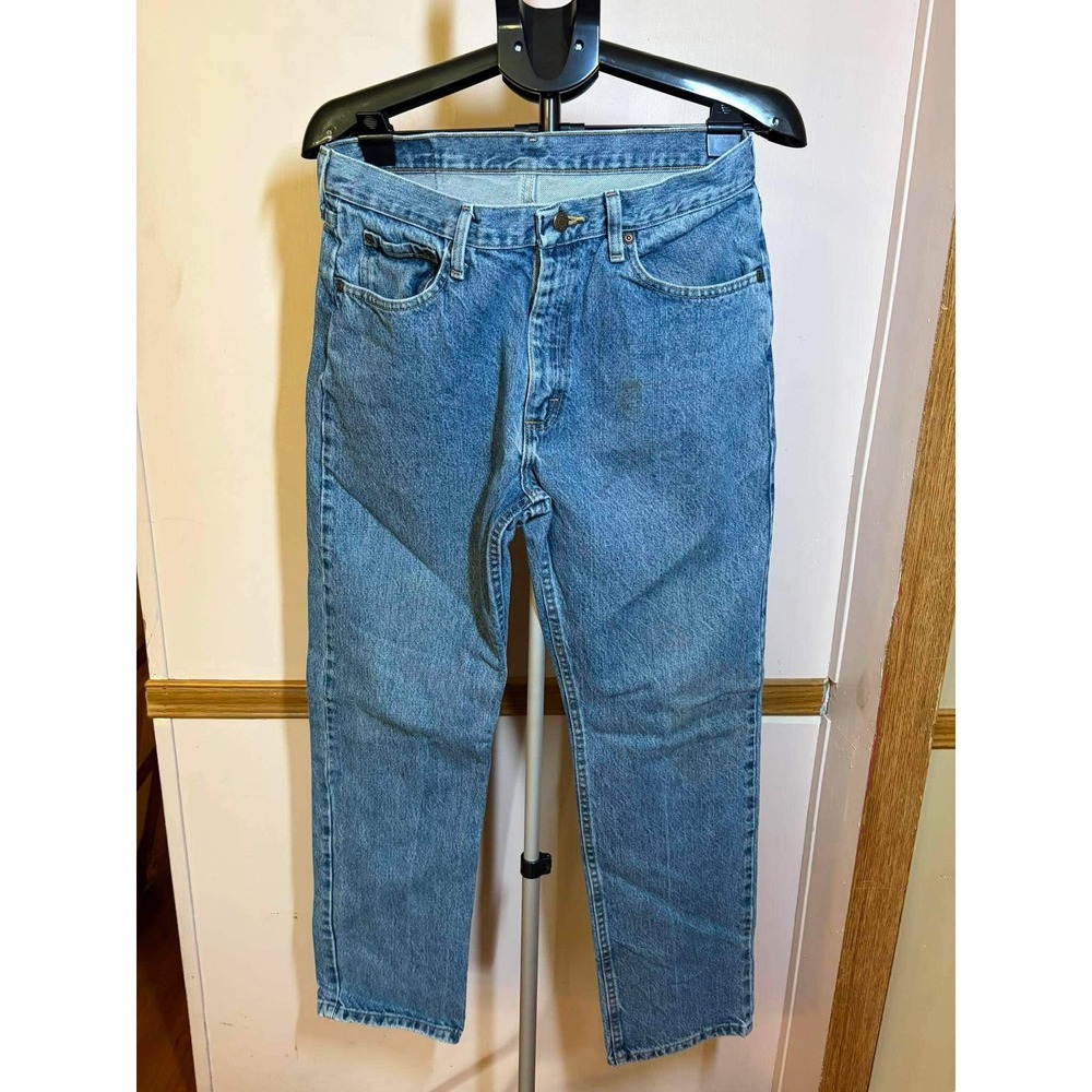 Wrangler Mens Straight Leg Blue Denim Jeans 100% Cotton Size 33x32 Workwear